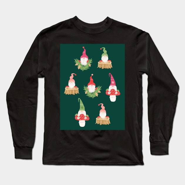 Christmas Gnomes Long Sleeve T-Shirt by nadyabasos